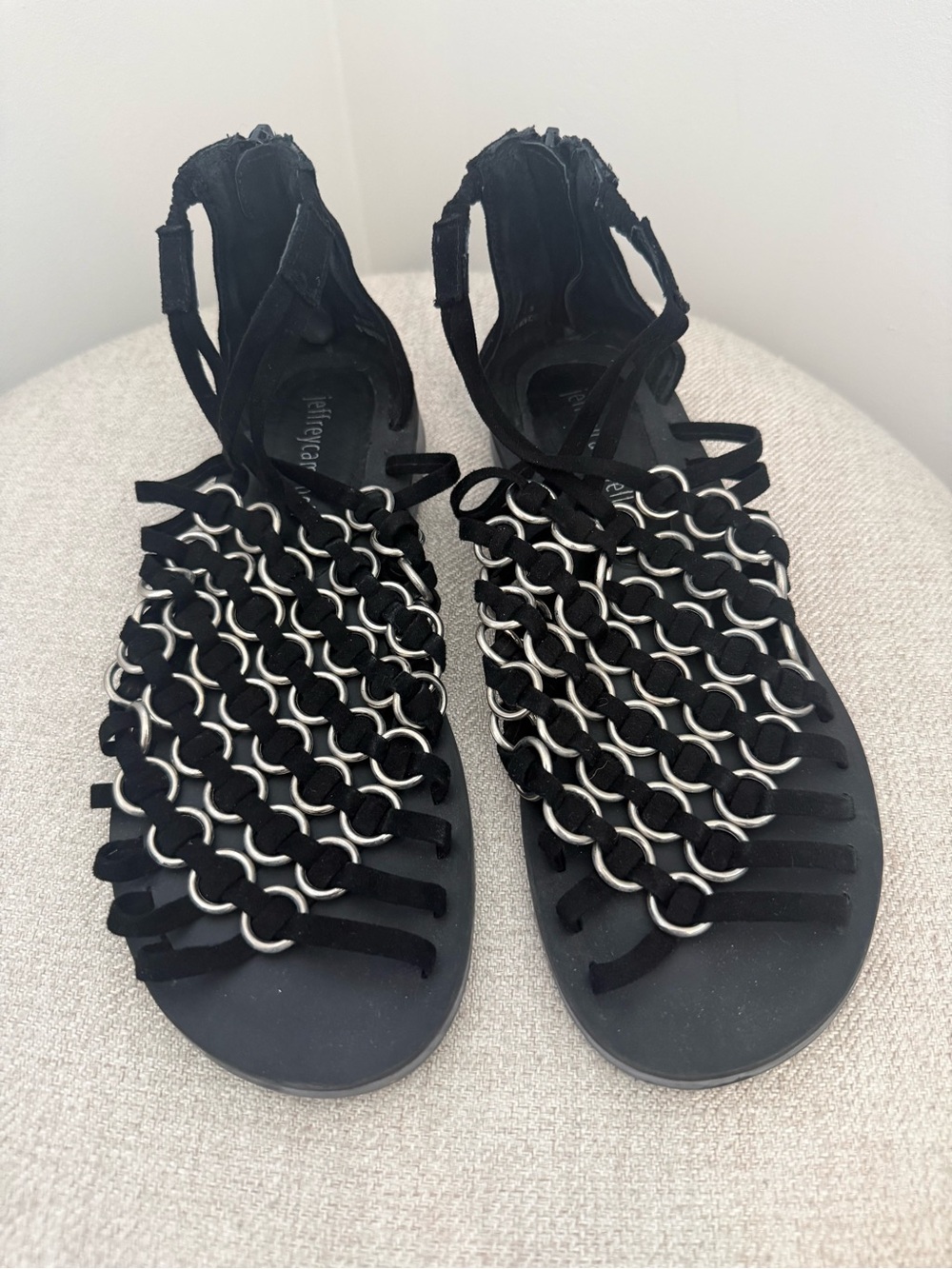 Jeffrey Campbell Black Chain-Link Gladiator Sandals ( size 6.5)